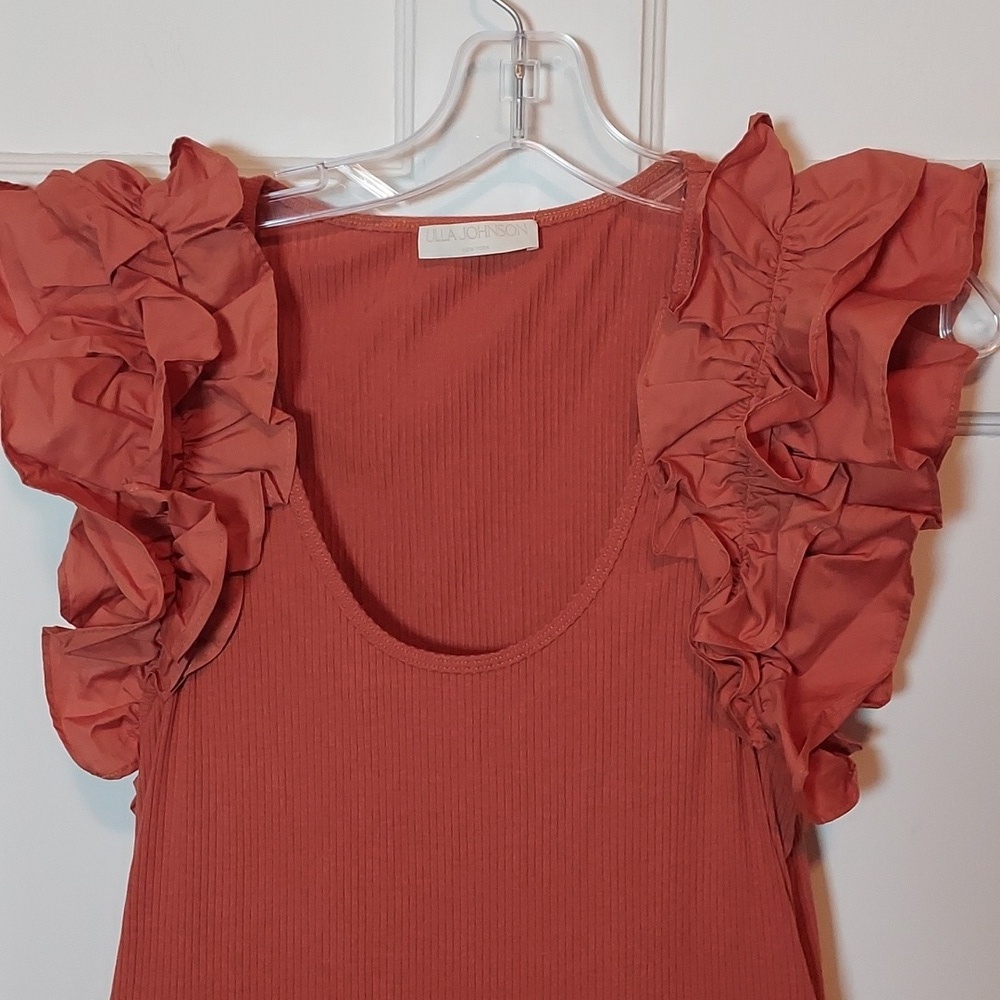 Ulla Johnson Hanna Tiered Ruffle Mini Dress Auburn - Picture 6 of 16